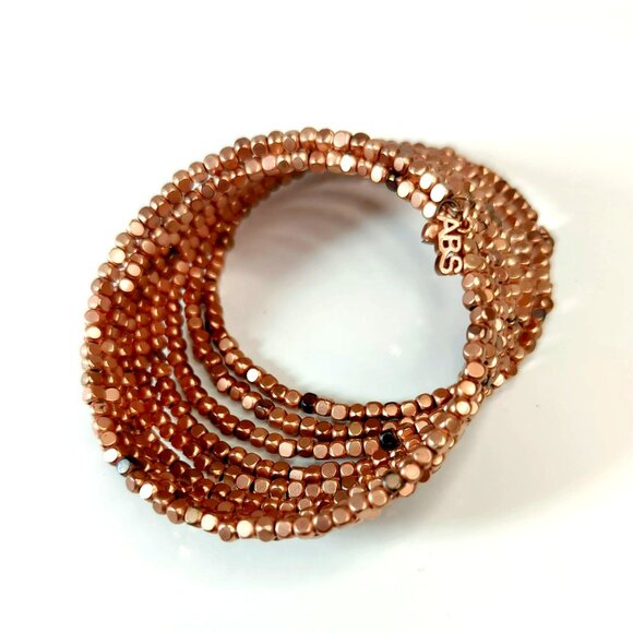 ABS by Allen Schwartz Drama Coil Rose Gold Tone Bead Wrap Bracelet - Picture 4 of 5